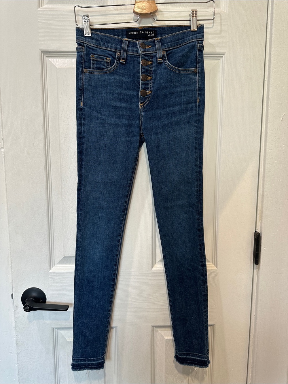 Veronica Beard Medium Blue Denim Jeans with Contrast Stitching
